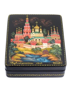 Лаковая миниатюра шкатулка Новодевичий монастырь Холуй Russia the great