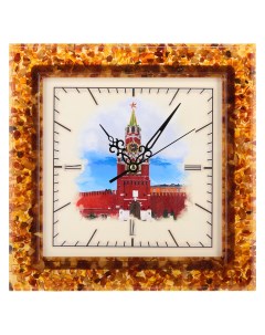 Часы настенные квадратные из янтаря Кремль Russia the great
