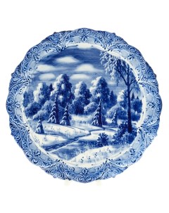 Декоративная тарелка Зима в деревне Гжель Nobrand