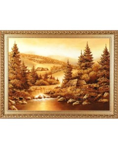 Янтарная картина Домик у ручья 60х80см Русь великая