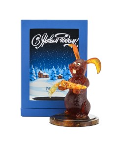 Статуэтка из янтаря Кролик с морковкой Живите сладко Русь великая