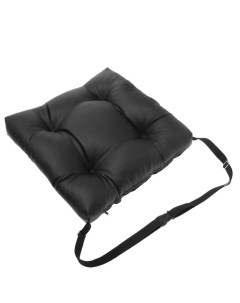 Подушка на сиденье из экокожи с фиксирующим ремнем черная Autopremium