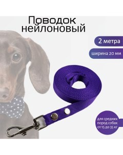 Поводок для собак для средних пород нейлон фиолетовый 2 м х 20 мм Хвостатыч