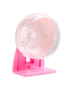 Беговое колесо для грызунов тихое на подставке розовое 14 см Carno
