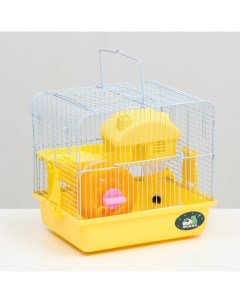 Клетка для грызунов укомплектованная 27 х 21 х 26 см жёлтая Пижон