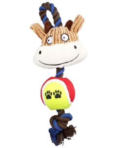 Игрушка для собак Корова канатная мягкая с пищалкой войлочный мяч 30 см Пижон