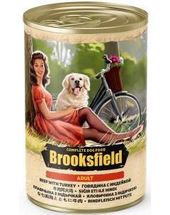 Консервы для собак Adult Dog Говядина с Индейкой и рисом 400г Brooksfield