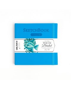 Скетчбук для графики и маркеров Bristol Touch голубой 180 г м 14х14 см 40л Малевичъ