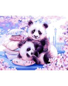 Картина по номерам Японские панды 50х40см Русская живопись