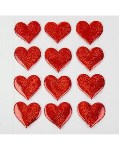 Сердечки декоративные набор 12 шт размер 1 шт 6 5 6 см цвет красный Страна карнавалия