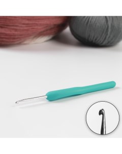 Крючок для вязания с пластиковой ручкой d 3 мм 14 см цвет голубой Арт узор