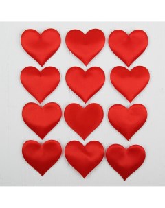 Сердечки декоративные набор 12 шт размер 1 шт 6 5 5 см цвет красный Страна карнавалия