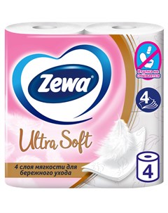 Туалетная бумага Ultra Soft 4 слоя 4 рулона Zewa