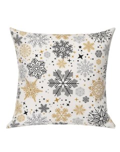 Подушка декоративная Снежинки серо золотые Elpida