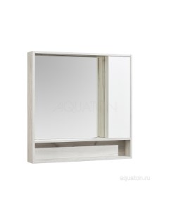 Зеркало шкаф Флай 100 белый дуб крафт Aquaton