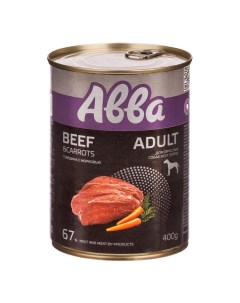 Adult Консервы для взрослых собак всех пород говядина с морковью 400 гр Avva