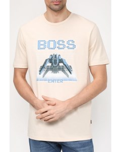 Хлопковая футболка с принтом Boss