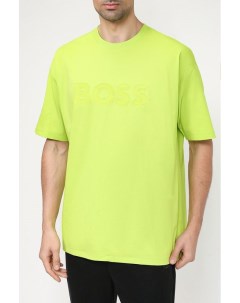 Хлопковая футболка с логотипом бренда Boss