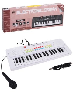 Музыкальный инструмент Синтезатор 37 клавиш микрофон USB кабель Наша игрушка