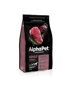 Adult Корм сух говядина с потрошками д собак крупных пород 3кг Alphapet