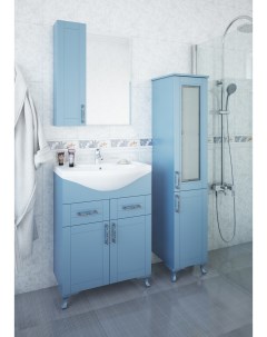 Мебель для ванной комнаты Глория 65 см напольная голубая Sanflor
