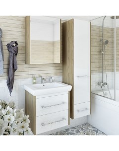 Мебель для ванной комнаты Ларго 60 см подвесная швейцарский вяз белая Sanflor