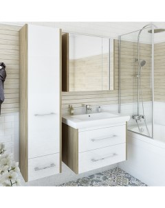 Мебель для ванной комнаты Ларго 70 см подвесная швейцарский вяз белая Sanflor