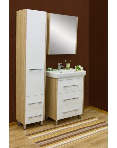 Мебель для ванной комнаты Ларго 60 см напольная швейцарский вяз белая Sanflor