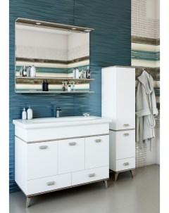 Мебель для ванной комнаты Бруно 100 см напольная белая орегон Sanflor