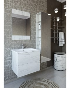 Мебель для ванной комнаты Чикаго 65 см подвесная дуб крафт белый Sanflor