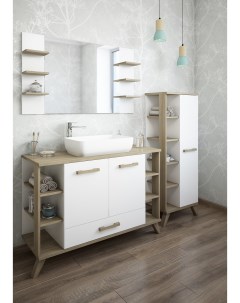 Мебель для ванной комнаты Ингрид 120 см напольная белая вяз швейцарский Sanflor