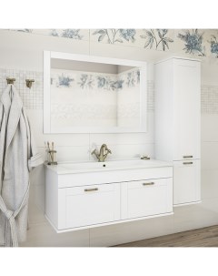 Мебель для ванной комнаты Ванесса 105 см подвесная белая Sanflor