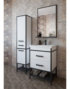 Мебель для ванной комнаты Норд 60 см напольная белая черная Sanflor