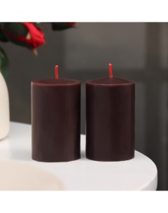 Набор свечей столбиков 2 шт 4х6 см шоколадный трюфель Nobrand