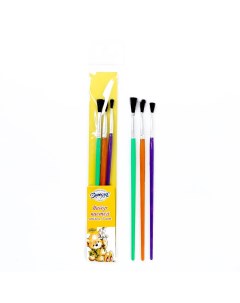 Набор кистей нейлон 3 штуки плоские с пластиковыми цветными ручками Calligrata