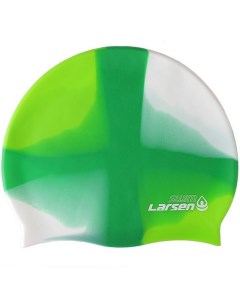 Шапочка плавательная Swim MC49 силикон зеленый белый Larsen
