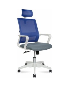 Офисное кресло Бит 815AW AF01 T58 белый пластик синяя сетка темно серая ткань Norden
