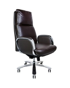 Офисное кресло Сенат YS1815A brown коричневая кожа синхромеханизм алюминиевая крестовина и подлокотн Norden