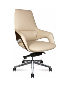 Офисное кресло Шопен LB FK 0005 B beige leather бежевая кожа алюминий крестовина Norden
