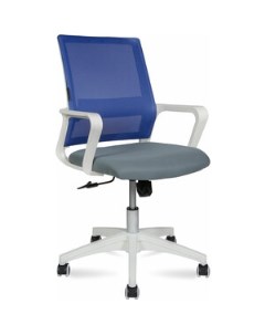 Офисное кресло Бит LB 815BW AF01 T58 белый пластик синяя сетка темно серая ткань Norden
