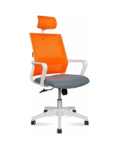 Офисное кресло Бит 815AW AF06 T58 белый пластик оранжевая сетка темно серая ткань Norden
