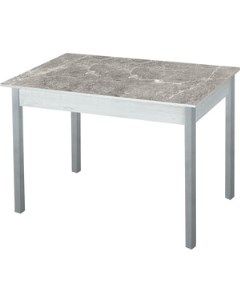 Стол обеденный Альфа с фотопечатью бетон белый серый мрамор опора квадро серебристый металлик Katrin