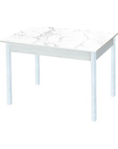 Стол обеденный Альфа с фотопечатью бетон белый белый мрамор опора квадро белый муар Katrin
