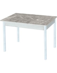 Стол обеденный Альфа с фотопечатью бетон белый серый мрамор опора квадро белый муар Katrin
