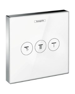 Переключатель потоков ShowerSelect Glass на три выхода для механизма 01800180 белый хром 15736400 Hansgrohe