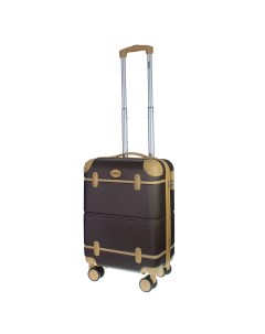 Чемодан пластиковый с кожаными ремешками Tour Vintage коричневый S Proffi travel