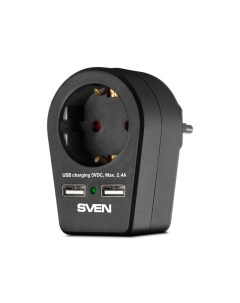Сетевой фильтр SF S1U 2xUSB 1 Socket Black SV 019020 Sven