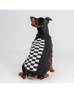 Свитер для собак 30 см черно белые шахматы Petmax