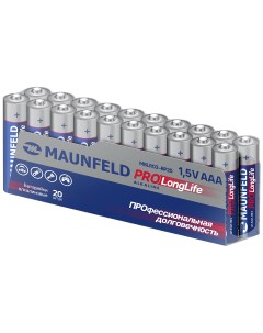 Батарейки PRO Long Life Alkaline ААА LR03 20 шт упаковка MBLR03 PB20 Maunfeld