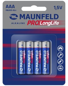 Батарейки PRO Long Life Alkaline ААА LR03 4 шт блистер MBLR03 BL4 Maunfeld